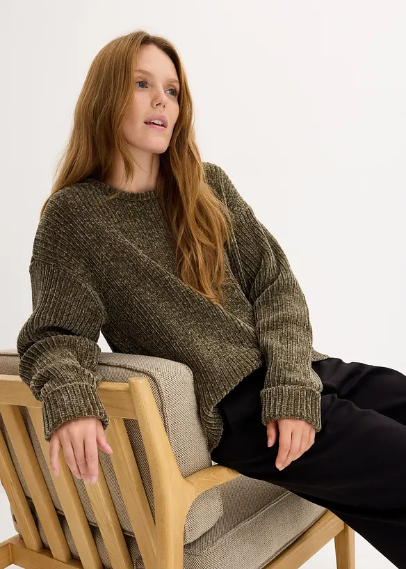 Oversized genser i myk chenille, bonprix