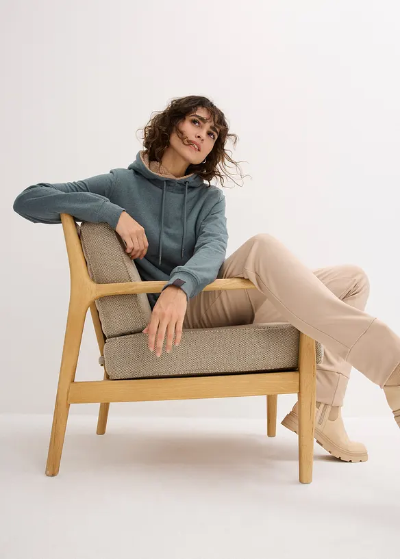 Termo-sweatshirt med hette og teddyfôr, bonprix