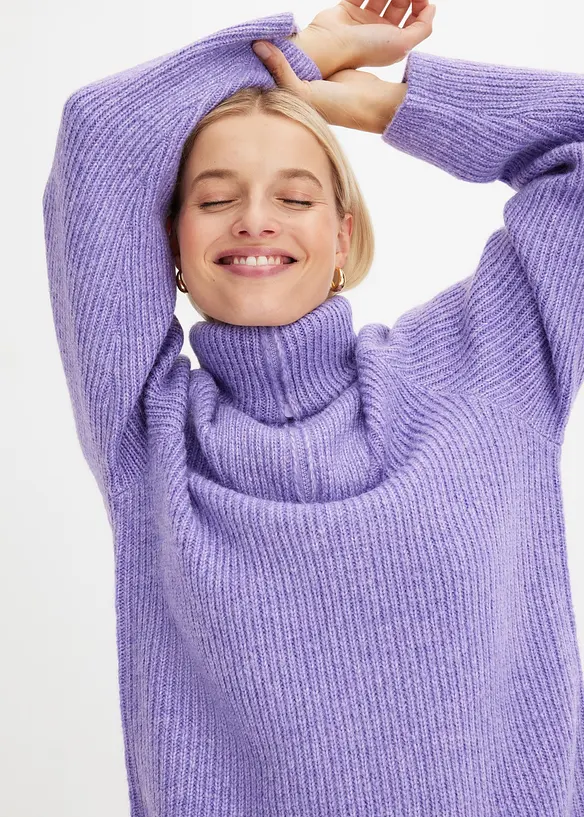 Ribbestrikket half zip genser, bonprix