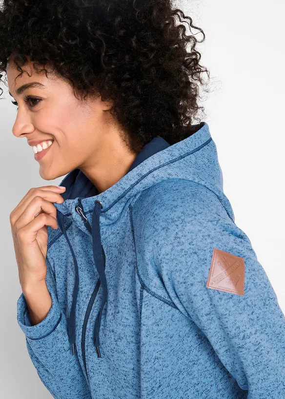 Lang fleecejakke med hette, bonprix