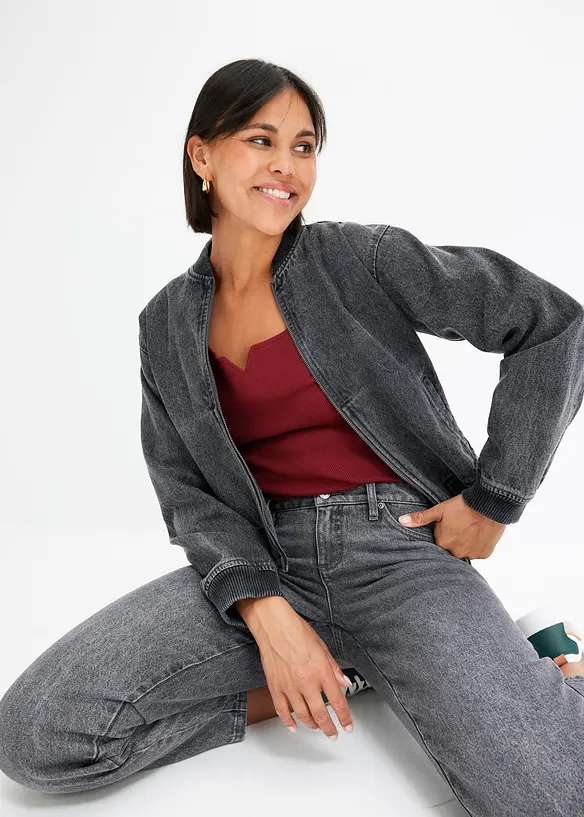 Ribbet topp i 100% økologisk bomull, bonprix