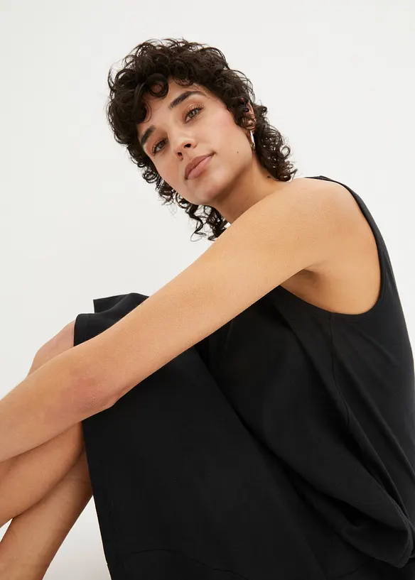 Kort jersey-kjole med A-fasong, uten arm, bonprix
