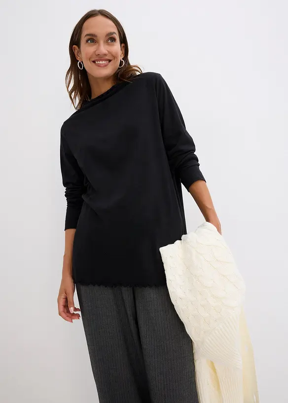 Langermet topp i bomullsmiks, bonprix