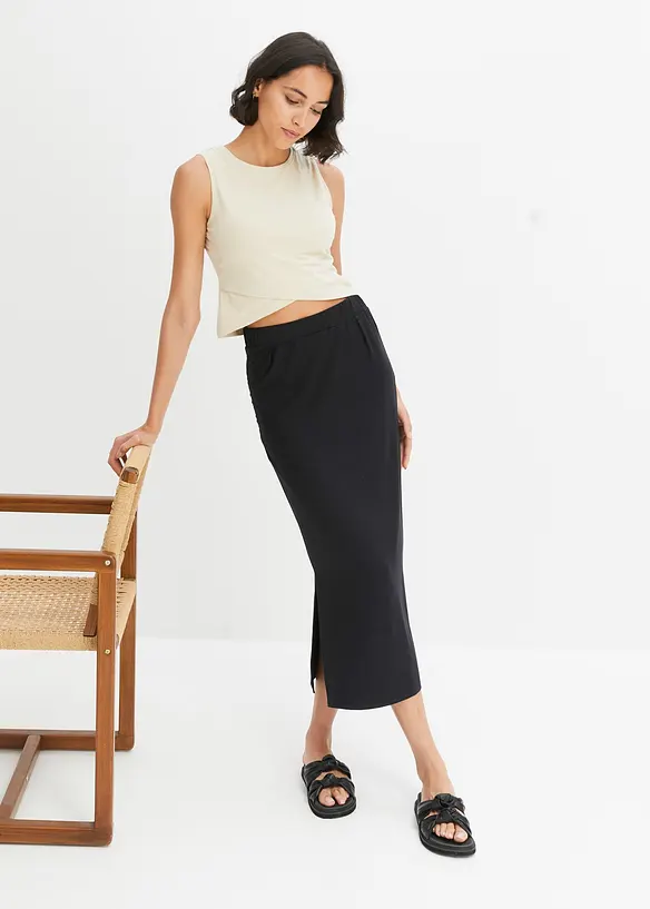 Cropped topp av myk bomullsmiks, bonprix