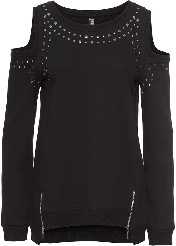 Sweatshirt med cut-outs og nagledetaljer, RAINBOW