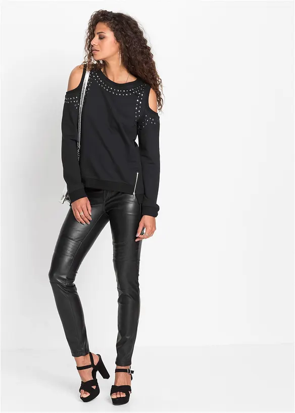 Sweatshirt med cut-outs og nagledetaljer, RAINBOW