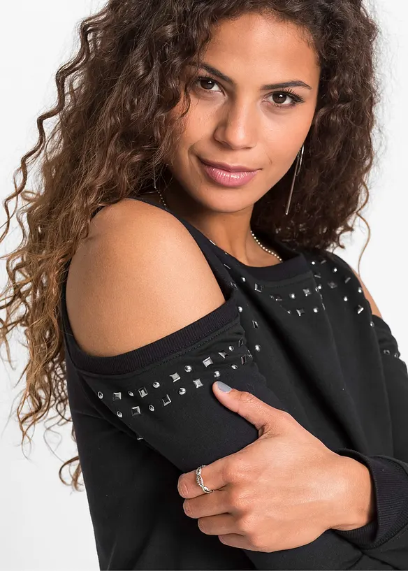Sweatshirt med cut-outs og nagledetaljer, RAINBOW
