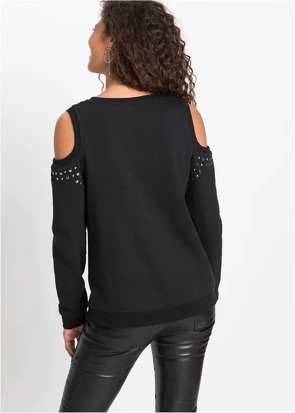 Sweatshirt med cut-outs og nagledetaljer, RAINBOW