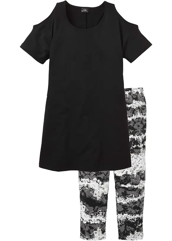 Capri pyjamas med korte ermer, bonprix