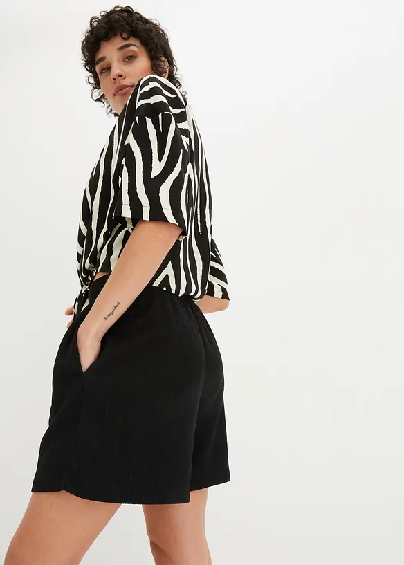 Pull on-shorts i strukturert jersey med høy midje, bonprix