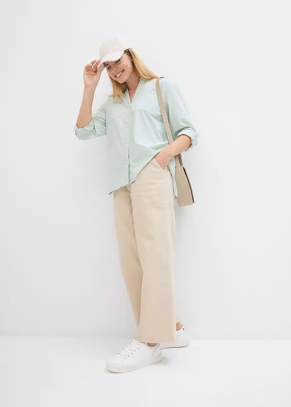 Lang bluse med ermer som kan brettes opp, bonprix