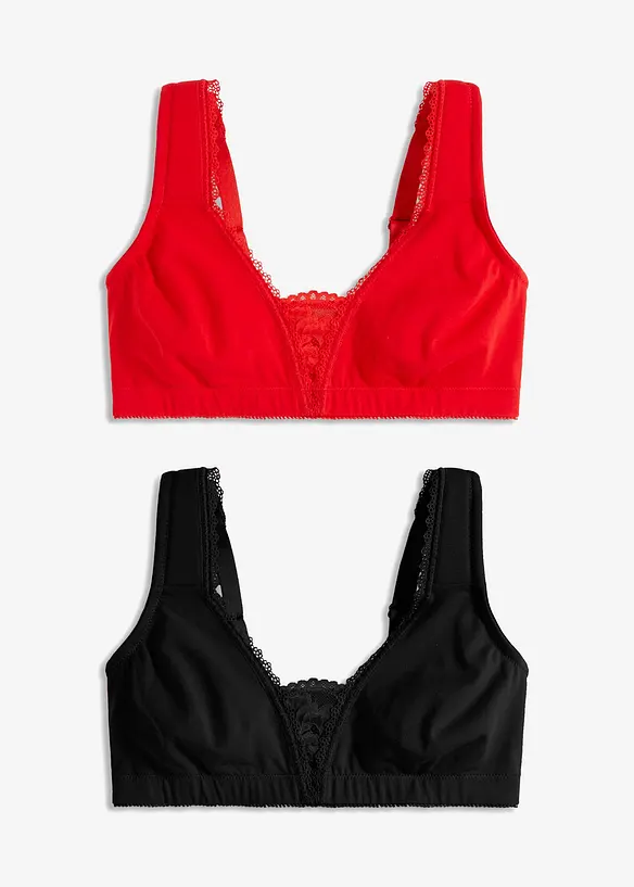 T-skjorte-BH uten bøyle, med økologisk bomull (2-pack), bonprix