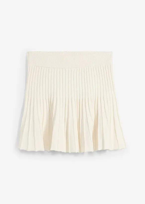 Strikket miniskjørt med plisséfolder, bonprix