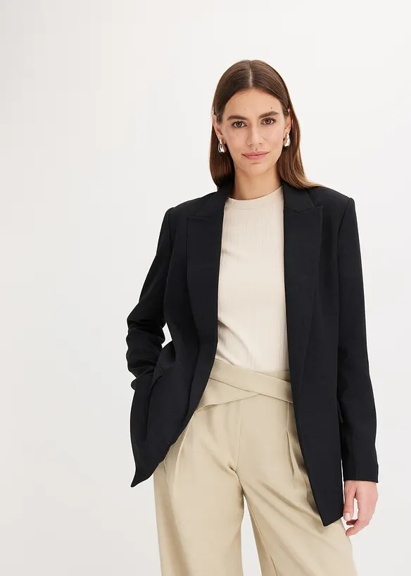 Blazer i lin-look med stripete fôr, bonprix