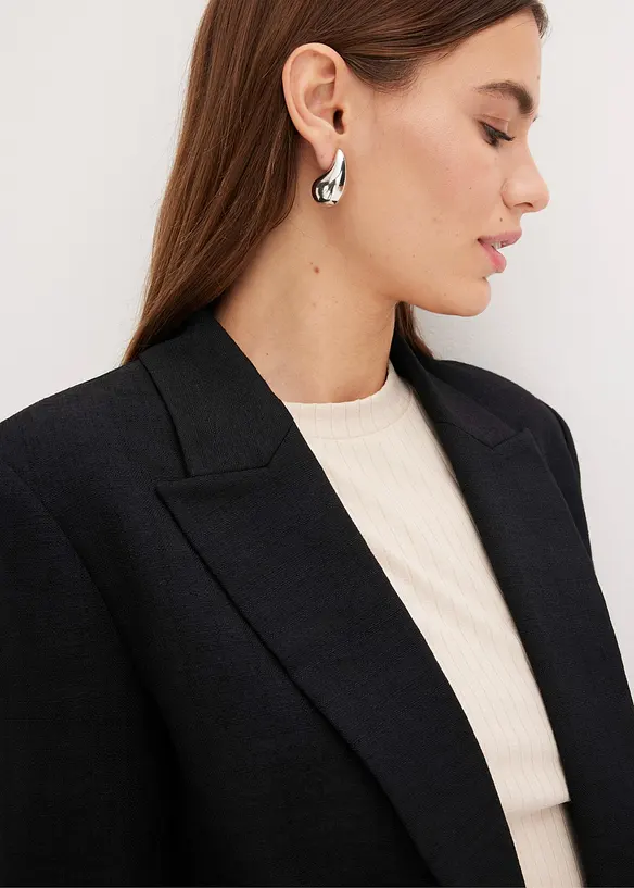 Blazer i lin-look med stripete fôr, bonprix