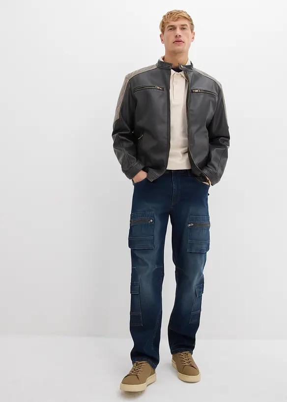 Loose Fit-cargojeans med stretch, Straight, bonprix