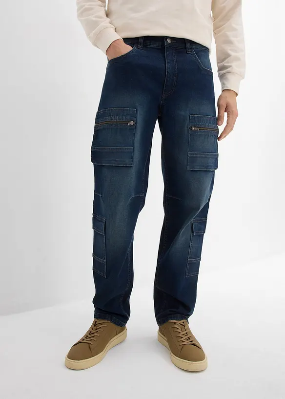 Loose Fit-cargojeans med stretch, Straight, bonprix
