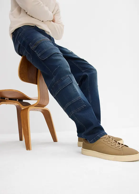 Loose Fit-cargojeans med stretch, Straight, bonprix