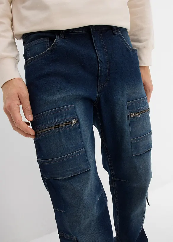 Loose Fit-cargojeans med stretch, Straight, bonprix