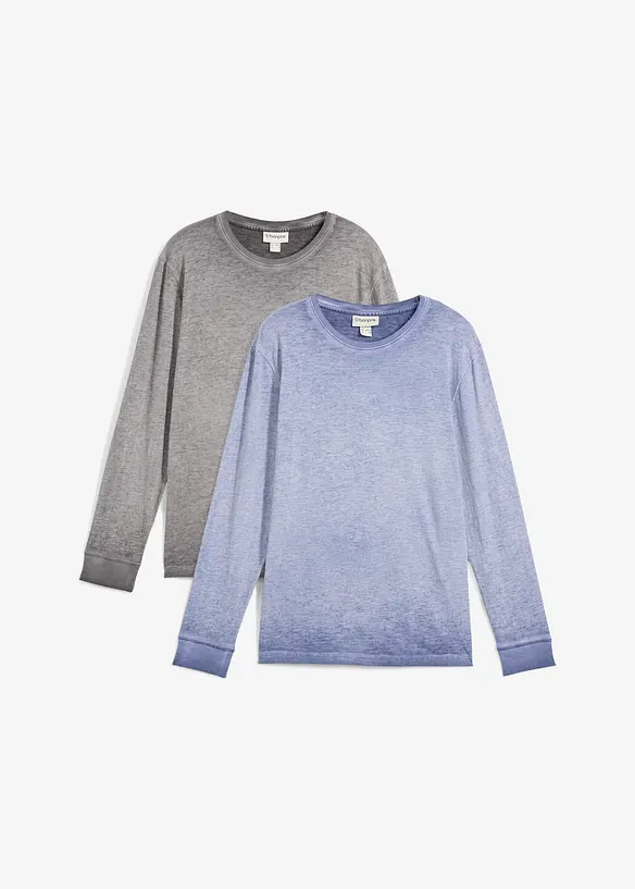 Langermet topp i økologisk bomull (2-pack), bonprix