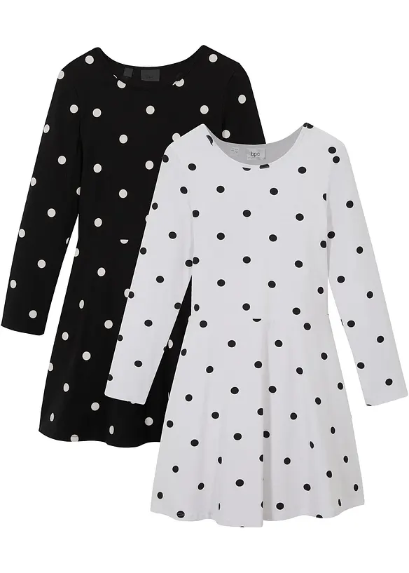 Trikotkjole med økologisk bomull (2-pack), bonprix