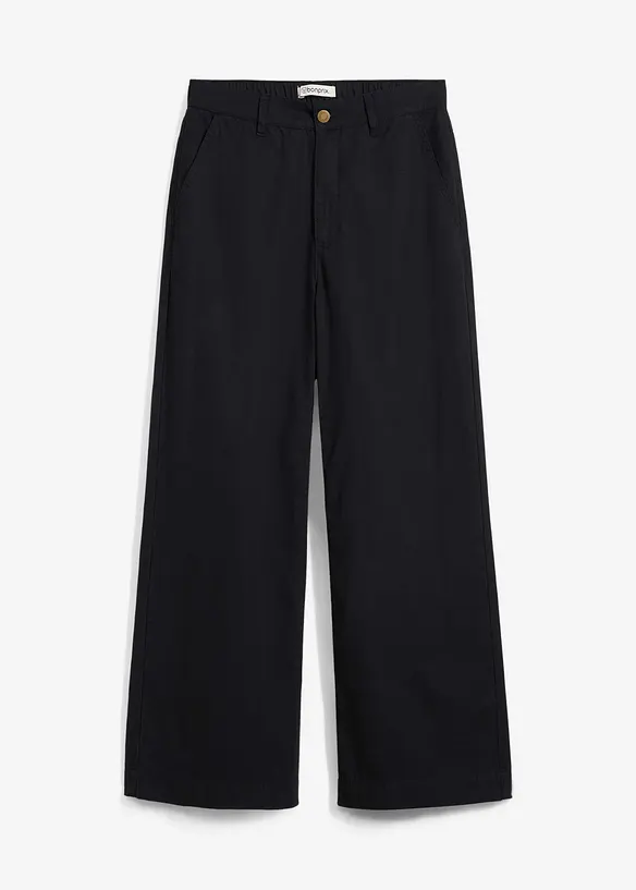 Vid bukse i ren bomull, High Waist, bonprix