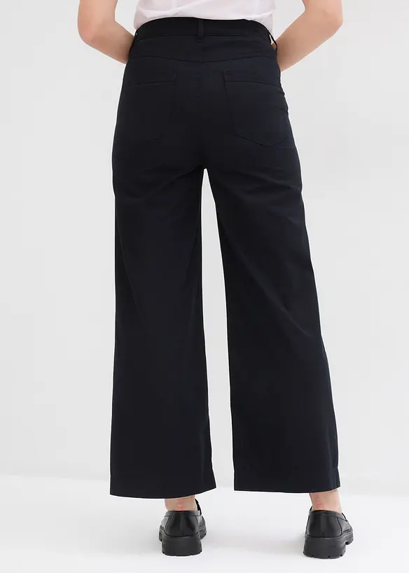 Vid bukse i ren bomull, High Waist, bonprix