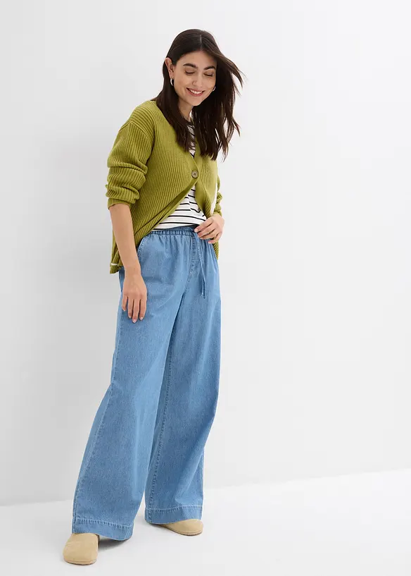 Wide Leg-jeans, Mid Waist, komfortlinning, bonprix
