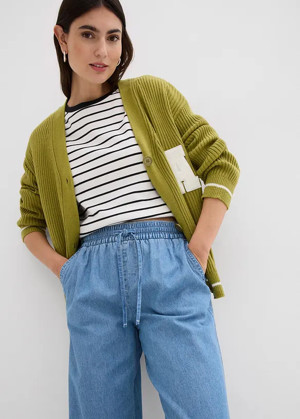 Wide Leg-jeans, Mid Waist, komfortlinning, bonprix
