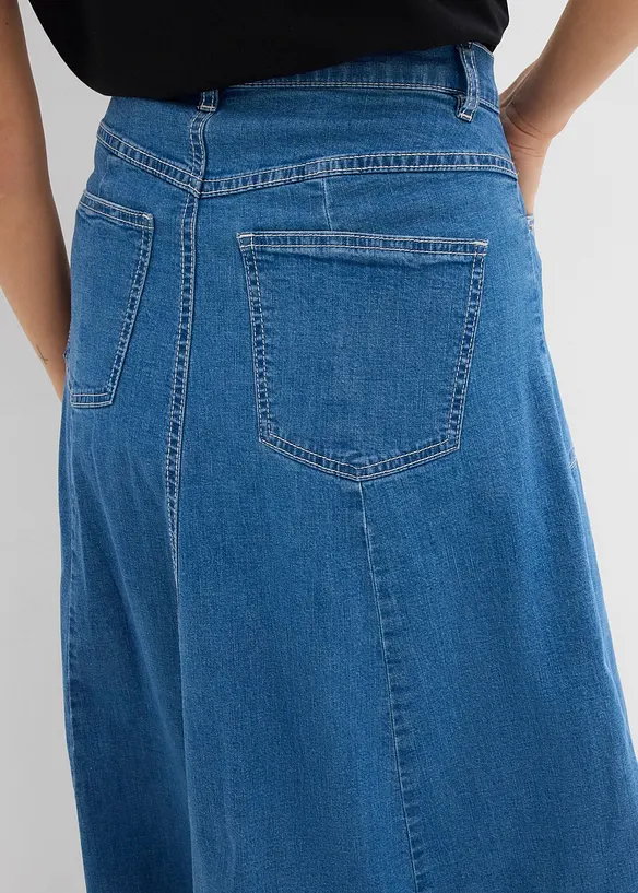Jeansskjørt High Waist, midi-lengde, bonprix