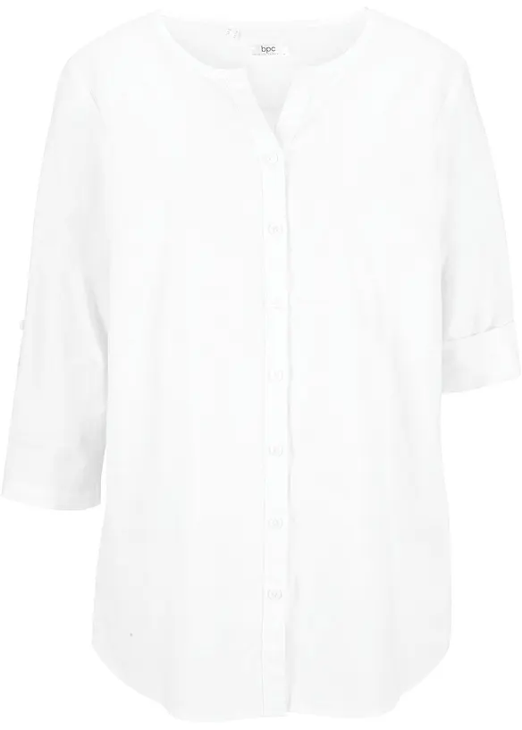 Bluse med lin, 3/4-lang arm, bonprix