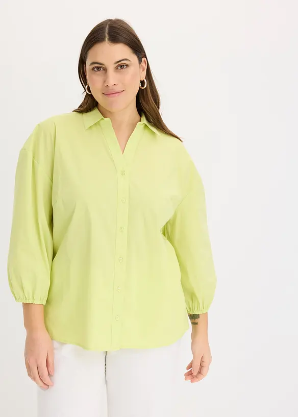 Bluse med lengre bakstykke og ballongermer, bonprix