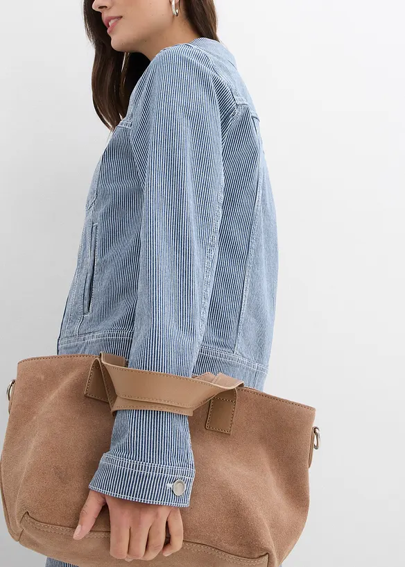 Jeansjakke med stripemønster, kortere modell, bonprix