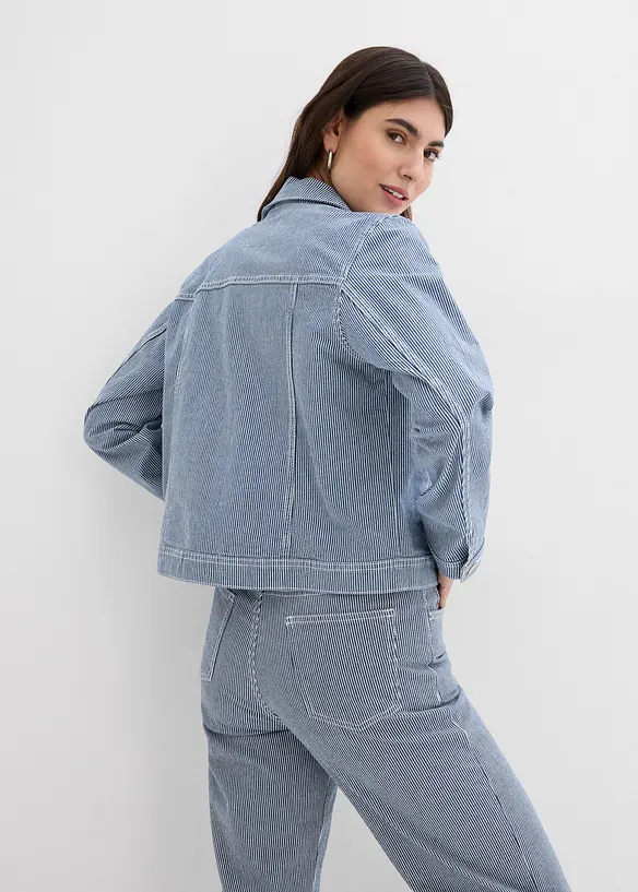 Jeansjakke med stripemønster, kortere modell, bonprix