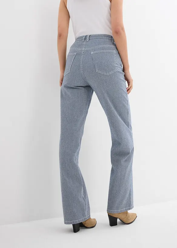 Loose Straight-jeans, High Waist, stripemønster, bonprix