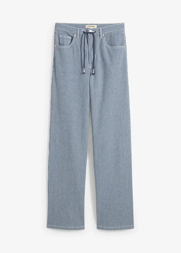 Loose Straight-jeans, High Waist, stripemønster, bonprix