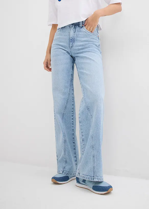 Wide Leg-jeans, High Waist, Low Stretch, bonprix