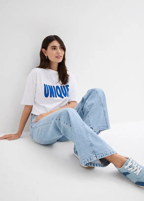 Wide Leg-jeans, High Waist, Low Stretch, bonprix