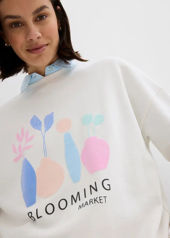 Oversized sweatshirt i bomullsmiks, bonprix