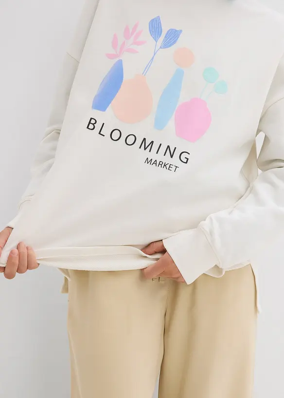 Oversized sweatshirt i bomullsmiks, bonprix