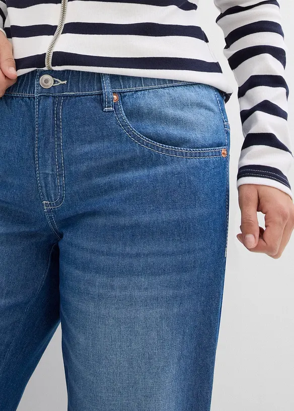 Straight-jeans Mid Waist, komfortlinning Low Stretch, cropped, bonprix