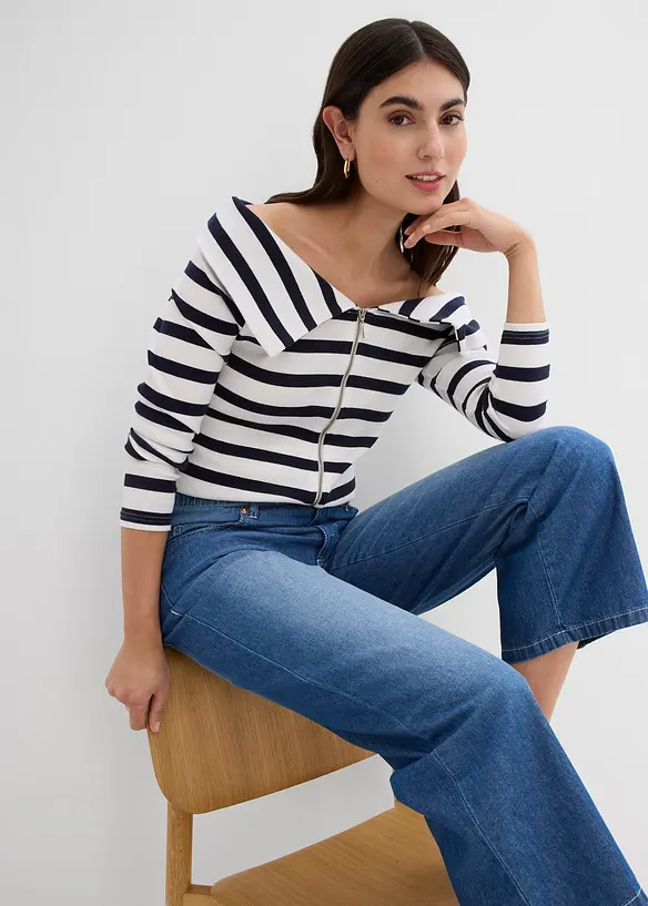 Straight-jeans Mid Waist, komfortlinning Low Stretch, cropped, bonprix