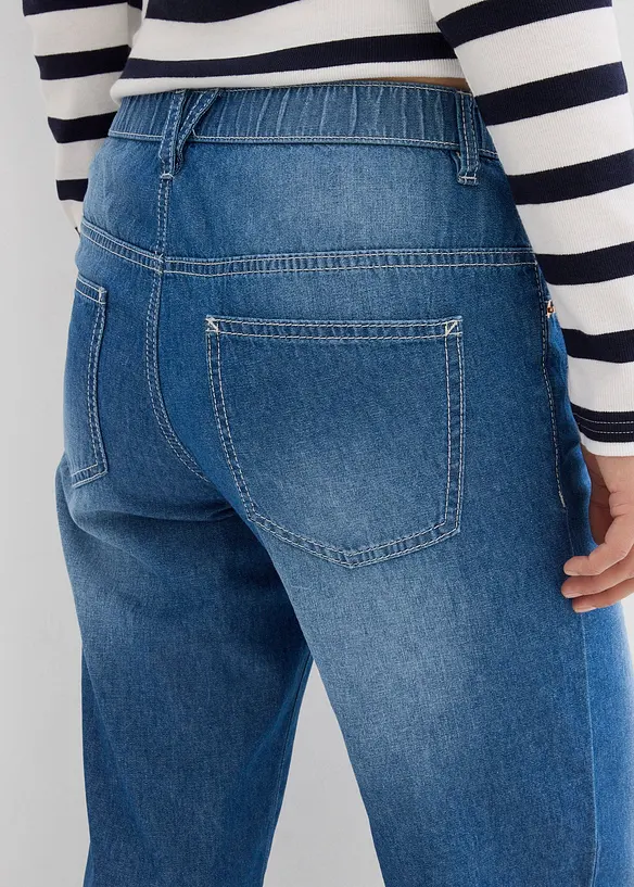 Straight-jeans Mid Waist, komfortlinning Low Stretch, cropped, bonprix