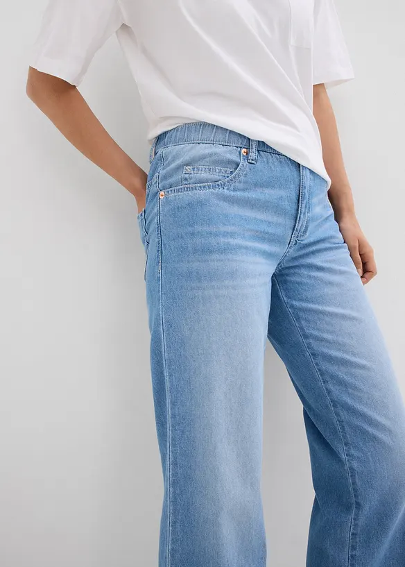 Straight-jeans Mid Waist, komfortlinning Low Stretch, cropped, bonprix