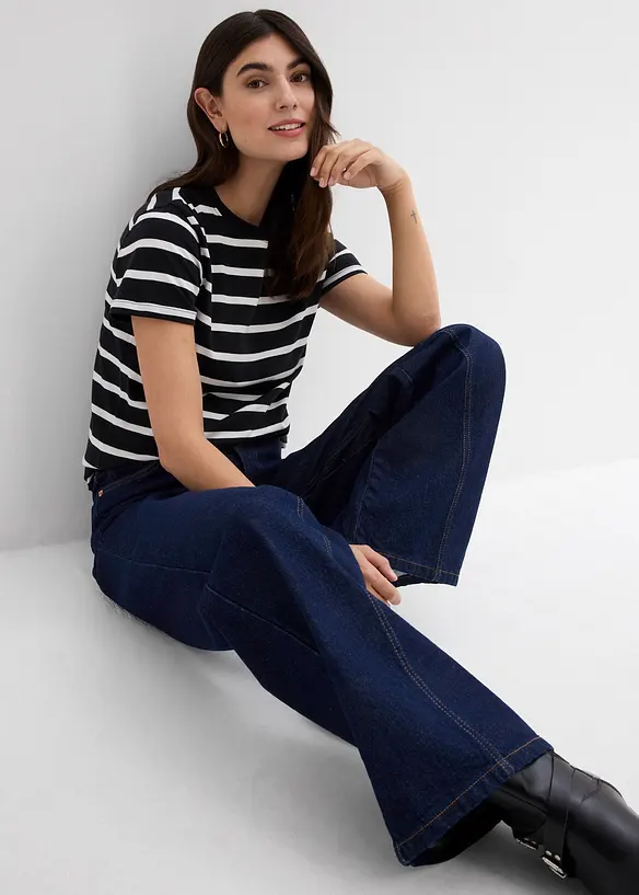 Wide Leg-jeans, High Waist, Low Stretch, bonprix