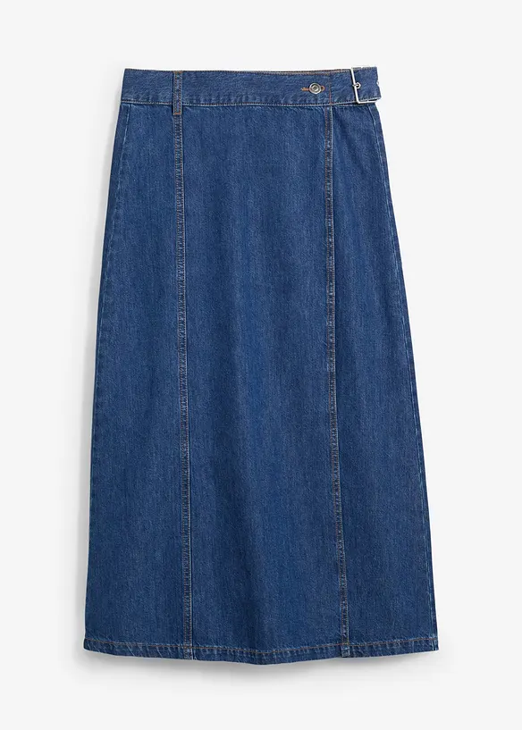 Jeansskjørt i omslagsmodell, supersoft, bonprix