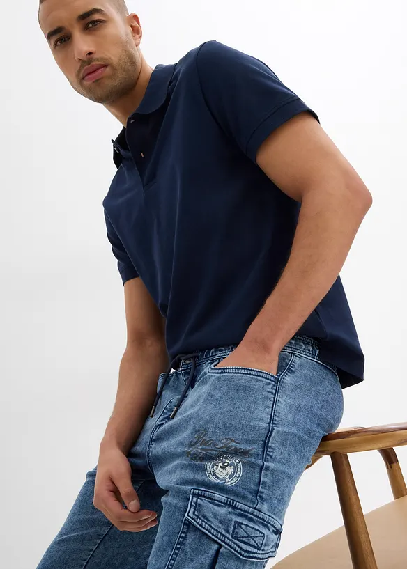 Regular Fit-pull on-cargojeans med stretch, Tapered, bonprix