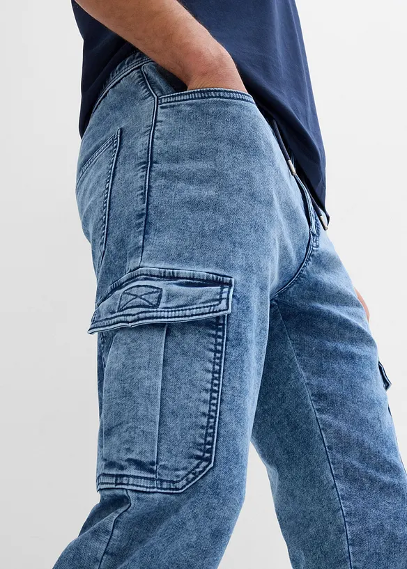 Regular Fit-pull on-cargojeans med stretch, Tapered, bonprix