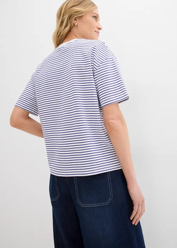 T-skjorte med stripemønster og broderi, bonprix