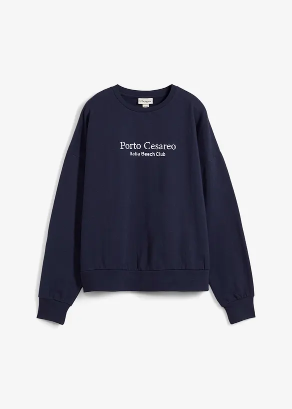Oversized sweatshirt med broderi, bonprix